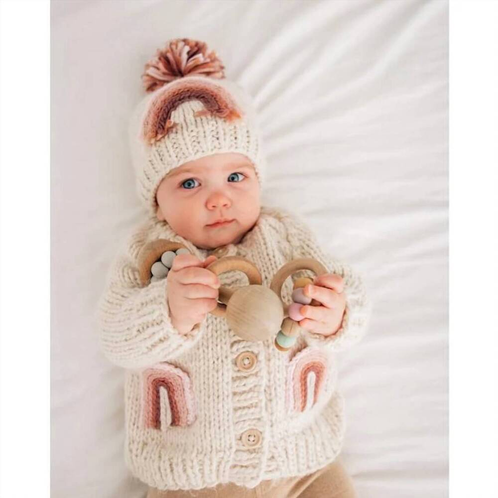 NEW HUGGALUGS girls rainbow pocket cardigan sweater in mauve
